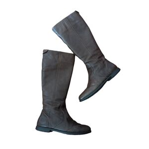 CAMPER classic brown leather interior full zip knee high riding boots sz 8